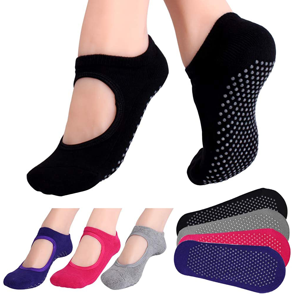 Pilate Yoga Workout - Calcetines antideslizantes con espalda descubierta para